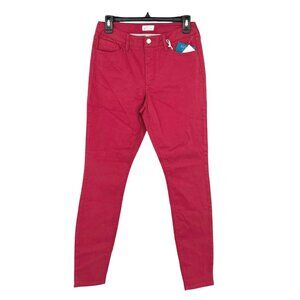 Market & Spruce Flat Front Slim Mid Rise Pants Dark Salmon Pink Size 10 NWT